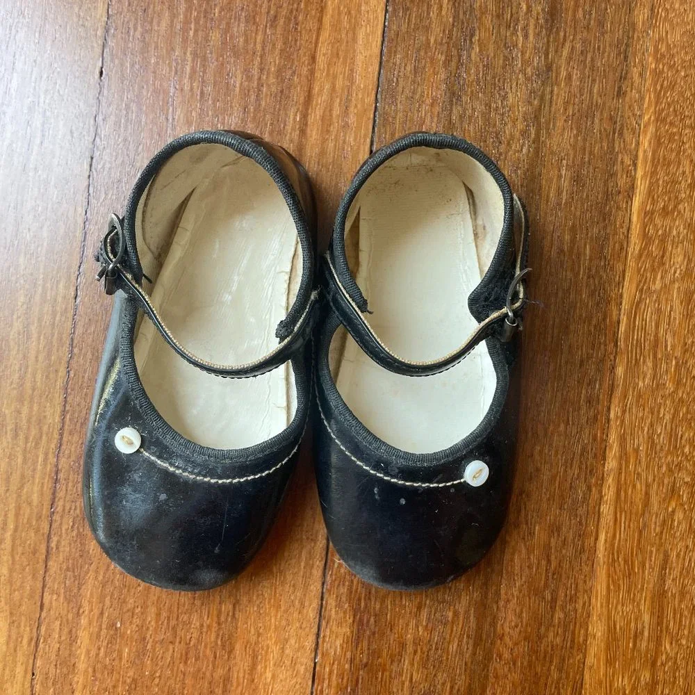 Vintage Black Mary Jane Dress Baby Shoes